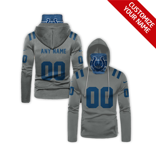 Men's Indianapolis Colts Grey 2020 Customize Hoodie Mask Men's Indianapolis Colts Grey 2020 Customize Hoodie Mask